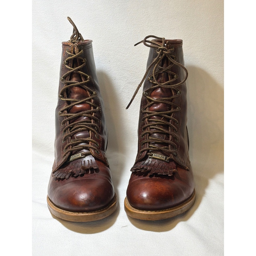 Double-H Mens Brown Leather Lace Up Packer Boots 9771 Aztec Sole Size 10.5 D